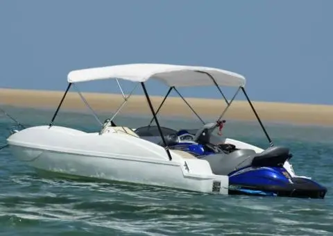 Parasolar barcă Bimini cu 3 arcuri, alb, 183x180x137 cm - 2/5