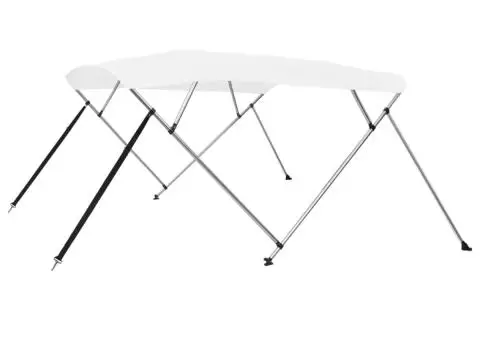Parasolar barcă Bimini cu 4 arcuri, alb, 243x196x137 cm - 1/5
