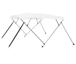 vidaXL Parasolar barcă Bimini cu 4 arcuri, alb, 243x196x137 cm