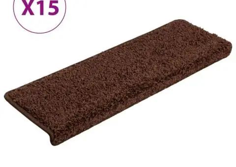 Covorașe de trepte de scară, 15 buc., maro, 65x21x4 cm - 2/5