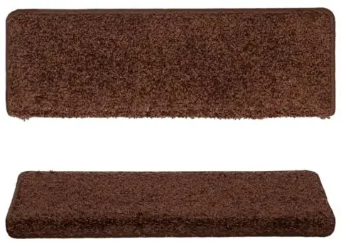 Covorașe de trepte de scară, 15 buc., maro, 65x21x4 cm - 4/5