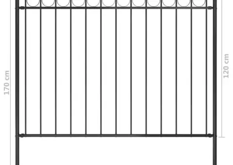 Gard de grădină, negru, 1,7 x 1,2 m, oțel - 4/4