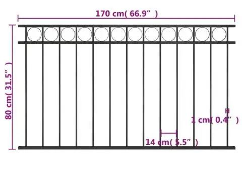 Panou de gard, negru, 1,7 x 0,8 m, oțel - 4/4
