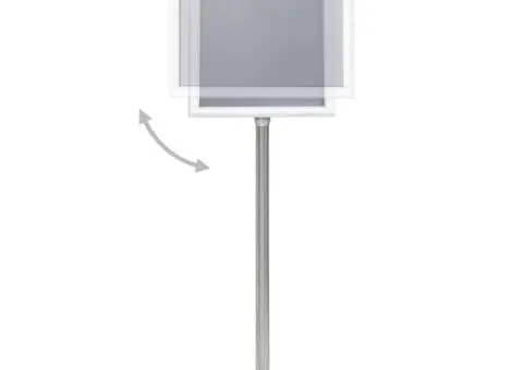 Suport de afiș A4 cu picior, argintiu, aliaj de aluminiu - 3/5