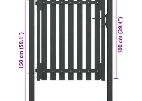 Poartă de gard grădină, antracit, 1 x 1,5 m, oțel - 4/4