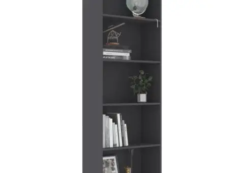 Bibliotecă cu 5 rafturi, gri, 60x24x175 cm, PAL - 3/5