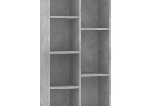 Bibliotecă, gri beton, 50 x 25 x 106 cm, lemn prelucrat - 2/5