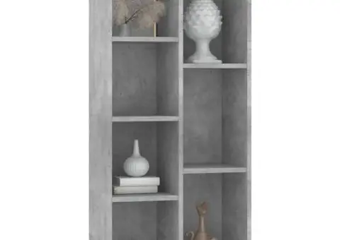 Bibliotecă, gri beton, 50 x 25 x 106 cm, lemn prelucrat - 3/5