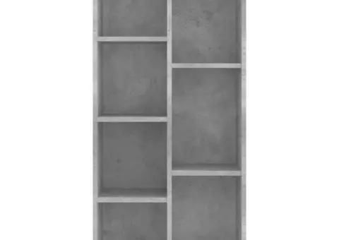 Bibliotecă, gri beton, 50 x 25 x 106 cm, lemn prelucrat - 4/5