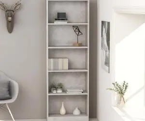 vidaXL Bibliotecă cu 5 rafturi, gri beton, 60x24x175 cm lemn prelucrat