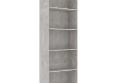 Bibliotecă cu 5 rafturi, gri beton, 60x24x175 cm lemn prelucrat - 2/5
