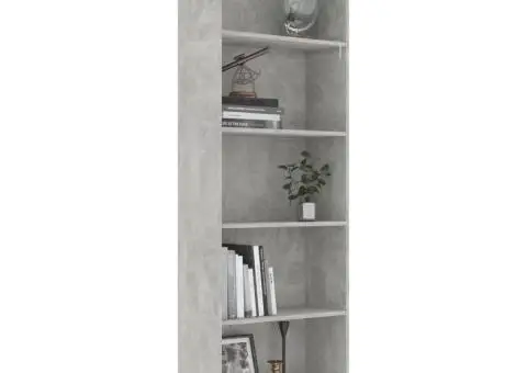 Bibliotecă cu 5 rafturi, gri beton, 60x24x175 cm lemn prelucrat - 3/5