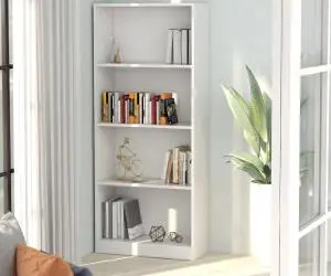 vidaXL Bibliotecă cu 4 rafturi, alb, 60x24x142 cm, lemn prelucrat