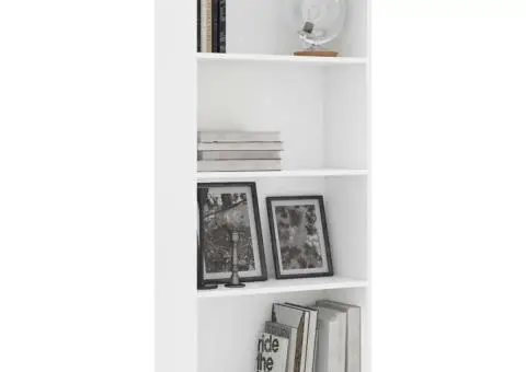 Bibliotecă cu 4 rafturi, alb, 60x24x142 cm, lemn prelucrat - 3/5