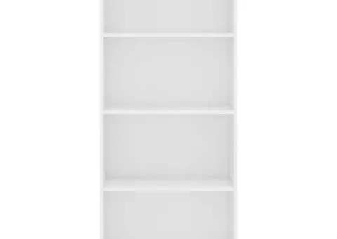 Bibliotecă cu 4 rafturi, alb, 60x24x142 cm, lemn prelucrat - 4/5