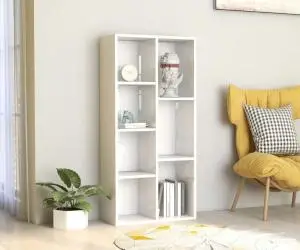 vidaXL Bibliotecă, alb extralucios, 50 x 25 x 106 cm, lemn prelucrat