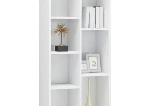 Bibliotecă, alb extralucios, 50 x 25 x 106 cm, lemn prelucrat - 3/5