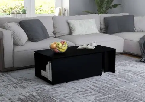 Măsuță de cafea, negru, 150x50x35 cm, lemn prelucrat - 3/5