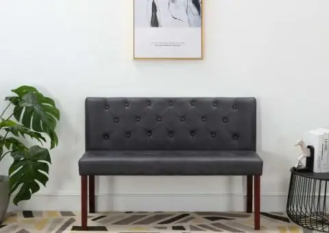 Bancă, gri, 120 cm, velur ecologic - 1/5