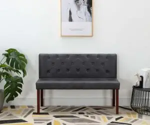 Bancă, gri, 120 cm, velur ecologic