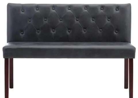 Bancă, gri, 120 cm, velur ecologic - 3/5