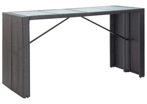 Set mobilier de bar de exterior, negru, poliratan - 2/5