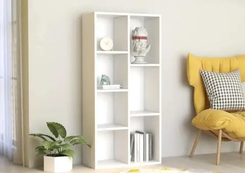 Bibliotecă, alb, 50x25x106 cm, lemn prelucrat - 1/5