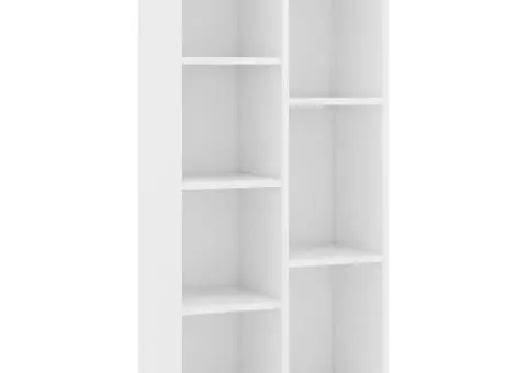 Bibliotecă, alb, 50x25x106 cm, lemn prelucrat - 2/5
