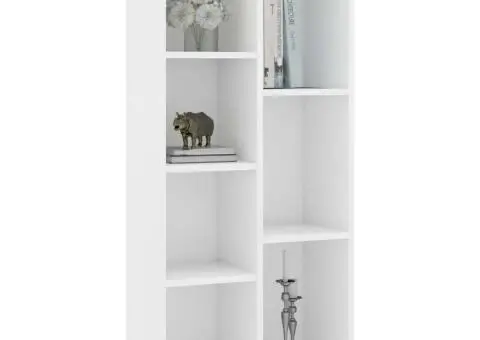 Bibliotecă, alb, 50x25x106 cm, lemn prelucrat - 3/5