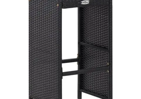 Set mobilier bar de grădină cu perne, 7 piese, negru, poliratan - 5/5