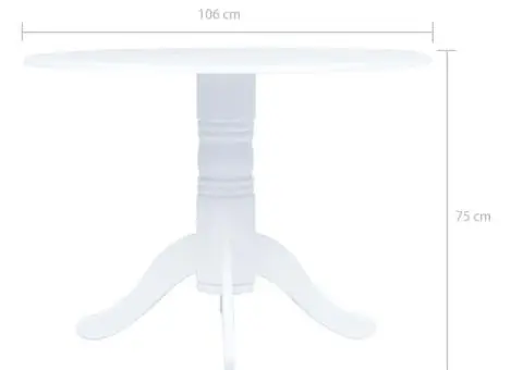 Masă de bucătărie, alb, 106 cm, lemn masiv de hevea - 5/5