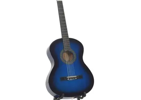 Set chitară clasică începători, 12 piese, albastru, 4/4 39" - 2/5