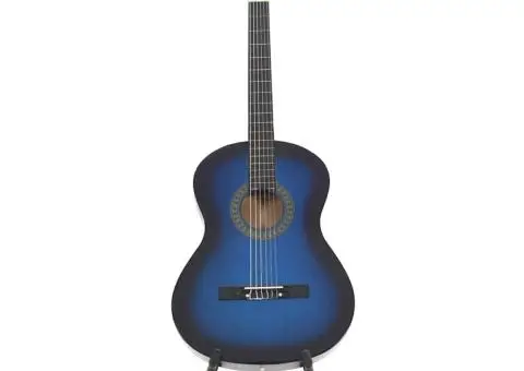 Set chitară clasică începători, 12 piese, albastru, 4/4 39" - 5/5