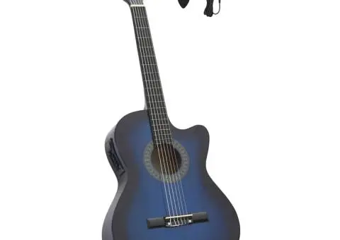 Chitară clasică occidentală cu egalizator, 6 corzi, albastru - 1/5