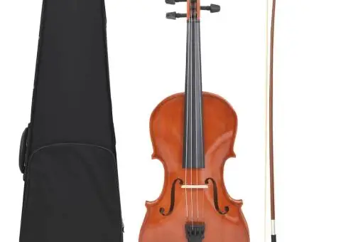Set complet vioară cu arcuș și suport bărbie, natural 4/4 - 1/5