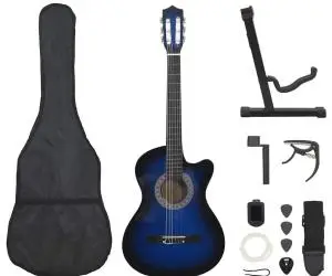vidaXL Set chitară clasică occidentală 12 piese 6 corzi albastru 38"
