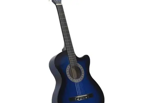 Set chitară clasică occidentală 12 piese 6 corzi albastru 38" - 3/5