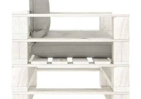 Canapea de grădină din paleți, perne gri taupe, lemn - 3/5