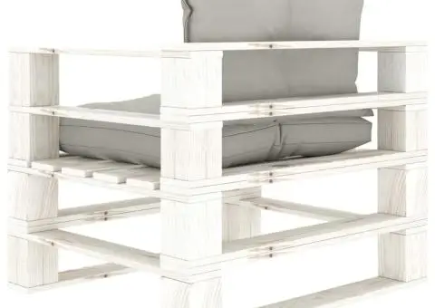 Canapea de grădină din paleți, perne gri taupe, lemn - 4/5