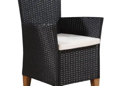 Set mobilier de exterior, 5 piese, negru și maro, poliratan - 4/5