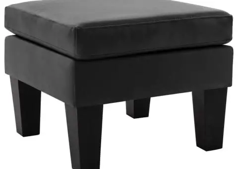 Taburet, negru, piele ecologică - 1/4