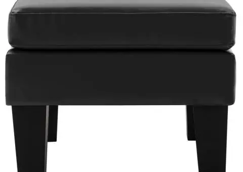 Taburet, negru, piele ecologică - 2/4