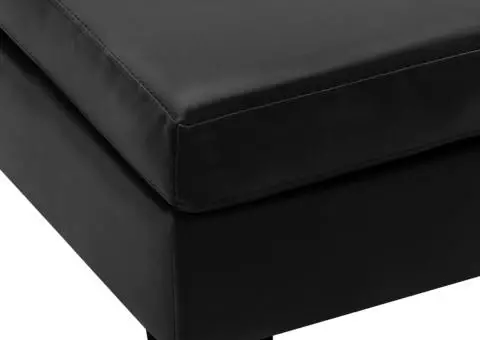 Taburet, negru, piele ecologică - 3/4