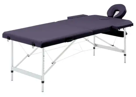 Masă de masaj pliabilă, 2 zone, violet, aluminiu - 1/5