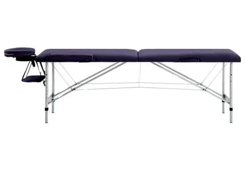 Masă de masaj pliabilă, 2 zone, violet, aluminiu - 2/5