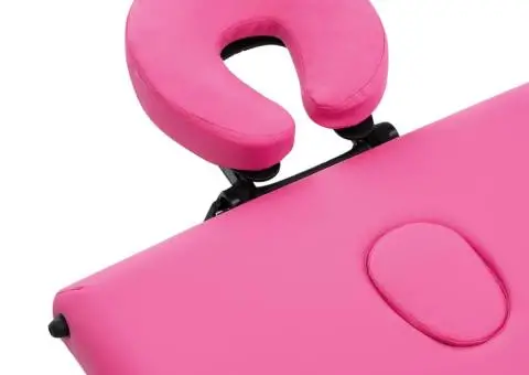 Masă de masaj pliabilă, 3 zone, roz, lemn - 5/5