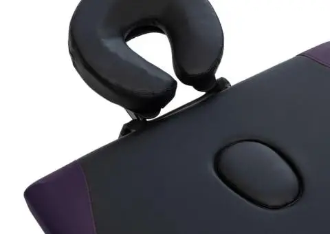 Masă pliabilă de masaj, 2 zone, negru, lemn - 5/5