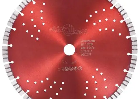 Disc diamantat de tăiere cu segmente turbo și găuri oțel 300 mm - 1/4