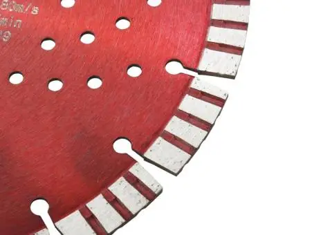 Disc diamantat de tăiere cu segmente turbo și găuri oțel 300 mm - 3/4