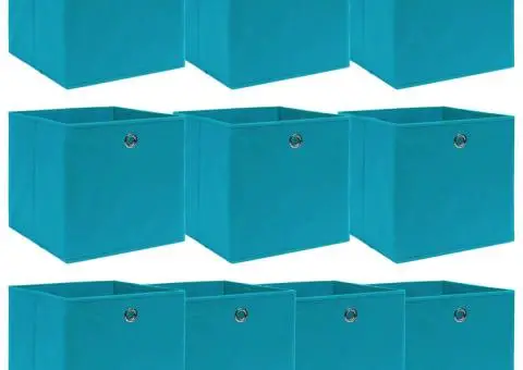Cutii de depozitare, 10 buc., bleu, 32x32x32 cm, textil - 1/5